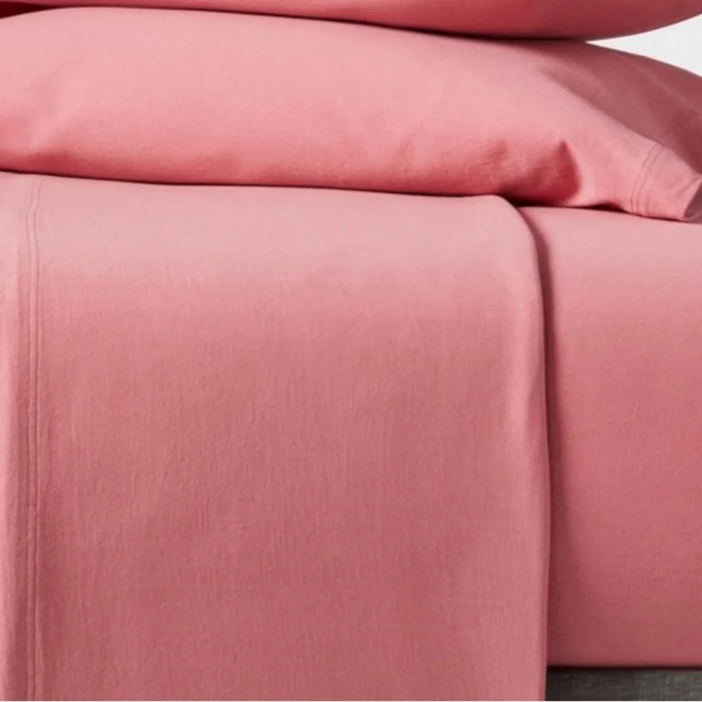 NWT set of 2 twin/twinXL microfiber pink fitted flat 1 pillowcase
